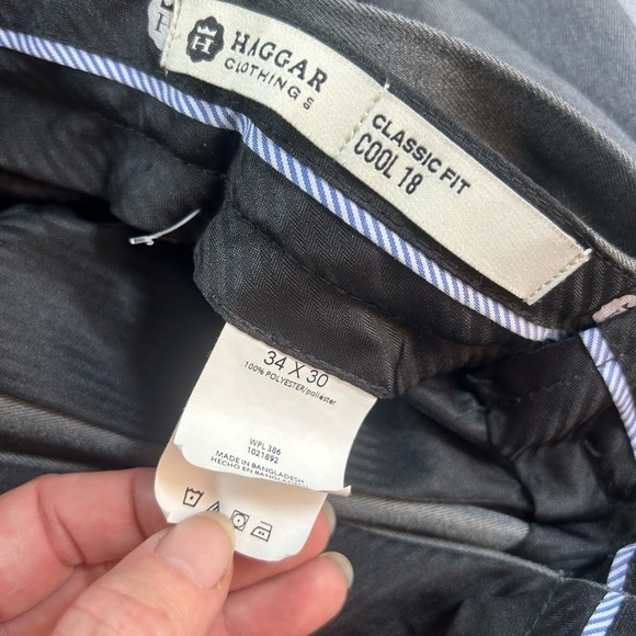 Haggar Men's Classic Fit Cool 18 Grey Dress pants size 34x30 - Picture 4 of 6